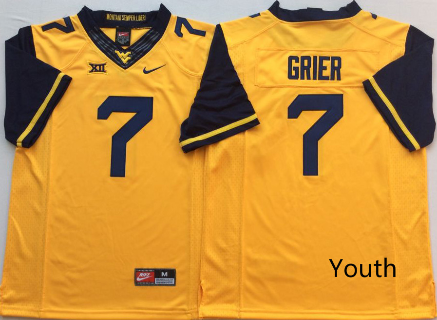 Youth West Virginia Mountaineers #7 Grier Yellow Nike NCAA Jerseys->toronto maple leafs->NHL Jersey